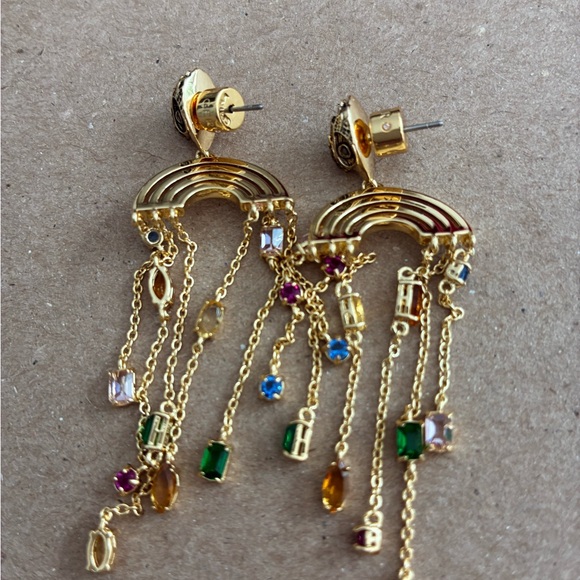 Kurt Geiger Gold Rainbow Drop Earrings - Picture 3 of 6